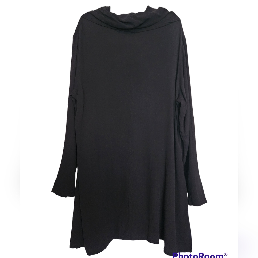 LINNEA Brown Cowl Neck Tunic Dress Long Sleeve 2 Pockets Large - Picture 2 of 6